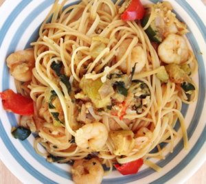 Oriental con langostinos